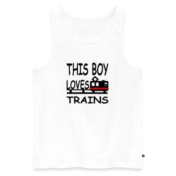 Trains - Men's Premium Organic Tank Top - white - Front - Michal (187cm)