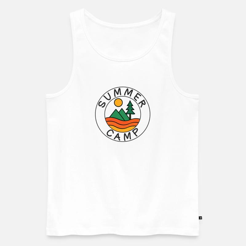 Sommercamp Camping Wandern Retro Berg Draußen - Männer Premium Bio Tank Top - Weiß