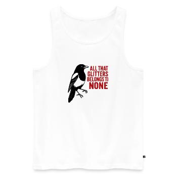 Krähe und roter Glitter-Spruch - Männer Premium Bio Tank Top - Weiß - Vorne - AI Model Male 178 light (178cm)