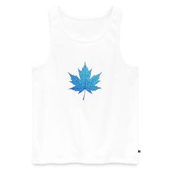 Geometric Blue Maple Leaf Print - Men's Premium Organic Tank Top - white - Front - AI Model Male 178 light (178cm)