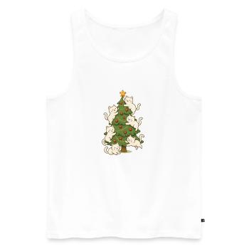 Cat Christmas Tree Whimsy, Kittens  - Men's Premium Organic Tank Top - white - Front - AI Model Male 178 light (178cm)
