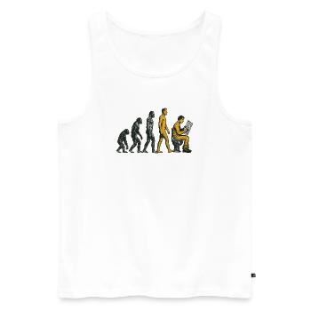 Evolution zum Klo-Mann Grunge Lustig - Männer Premium Bio Tank Top - Weiß - Vorne - Michal (187cm)