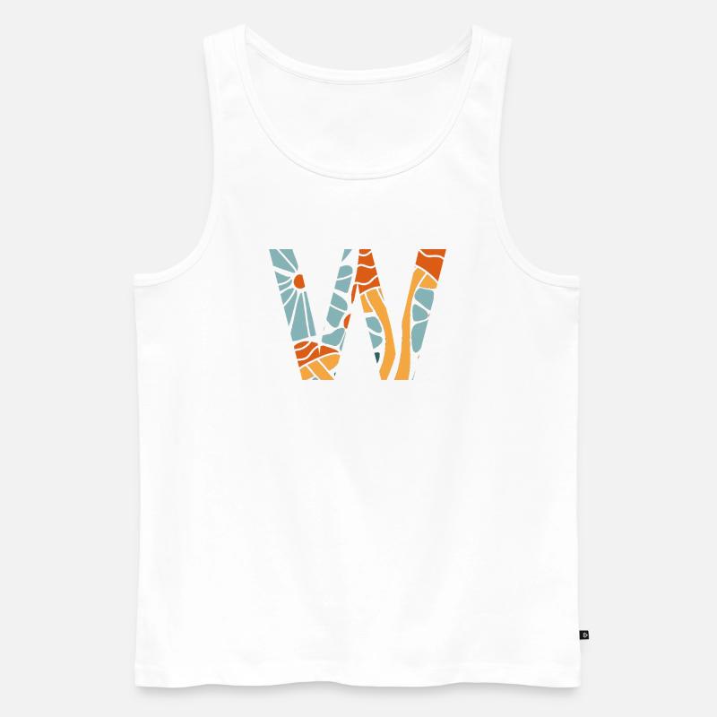 Buchstabe w groovy Blumen Geschenkidee - Männer Premium Bio Tank Top - Weiß