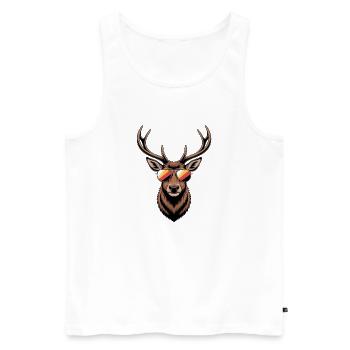 Hirsch mit Geweih und Sonnenbrille - Männer Premium Bio Tank Top - Weiß - Vorne - AI Model Male 178 light (178cm)