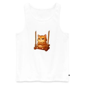 Grim Cat on Swing Cartoon Playground - Men's Premium Organic Tank Top - white - Front - AI Model Male 178 light (178cm)