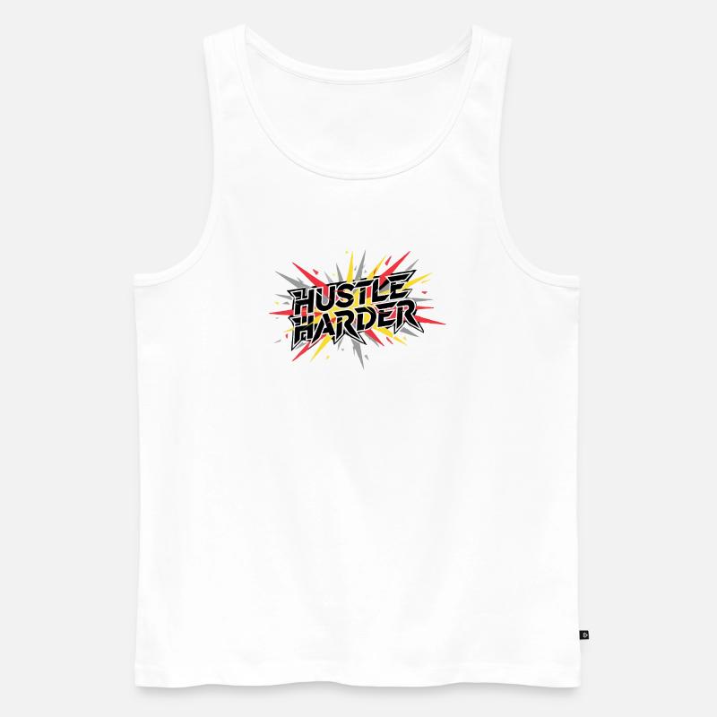Hustle Harder Graffiti Pulse - Männer Premium Bio Tank Top - Weiß
