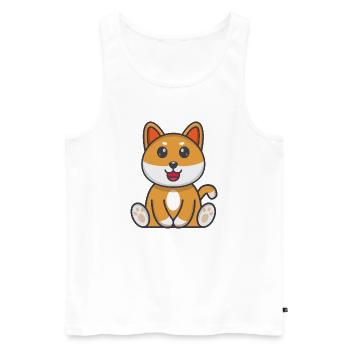 Hund - Männer Premium Bio Tank Top - Weiß - Vorne - Michal (187cm)