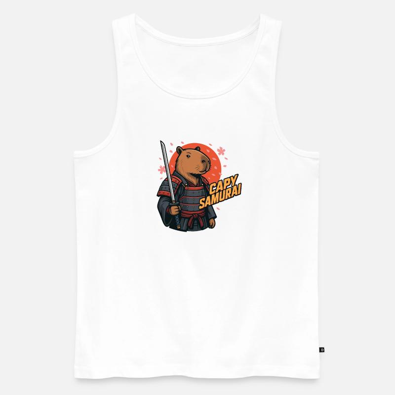 Capy Samurai – Zen Warrior Capybara 🐾
 - Männer Premium Bio Tank Top - Weiß