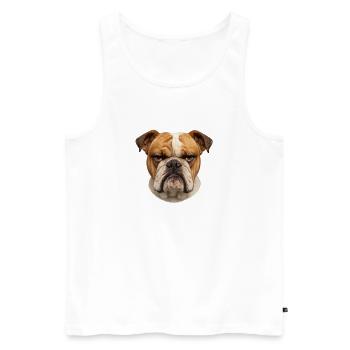 Bulldog Blick Harte Gelassenheit - Männer Premium Bio Tank Top - Weiß - Vorne - Michal (187cm)