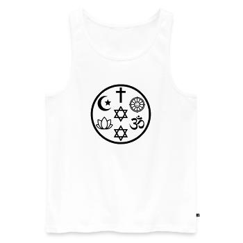 Interreligious Symbol of Peace | Religions - Men's Premium Organic Tank Top - white - Front - AI Model Male 178 light (178cm)