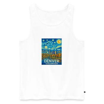 Denver, Colorado - Débardeur bio Premium Homme - blanc - Devant - AI Model Male 178 light (178cm)