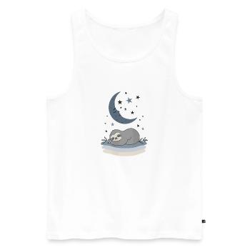 Lune Sommeil Paresseux - Débardeur bio Premium Homme - blanc - Devant - AI Model Male 178 light (178cm)