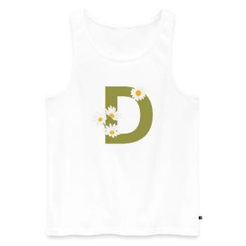 Lettre d vert marguerites - Débardeur bio Premium Homme - blanc - Devant - Michal (187cm)