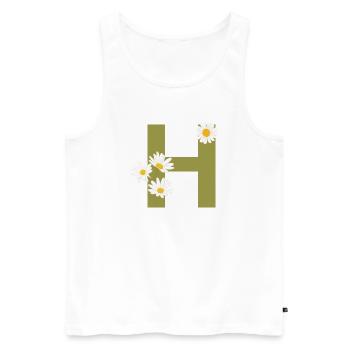 Buchstabe h grüne Gänseblümchen - Männer Premium Bio Tank Top - Weiß - Vorne - Michal (187cm)