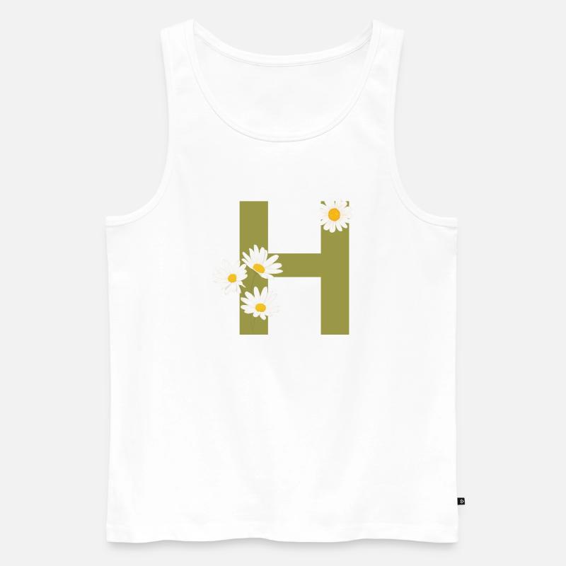 Buchstabe h grüne Gänseblümchen - Männer Premium Bio Tank Top - Weiß