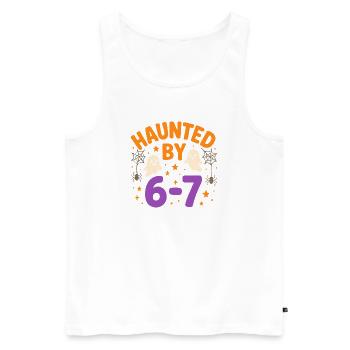 Fun 67 Number 6-7 Halloween Haunted By Six Seven - Men's Premium Organic Tank Top - white - Front - Michal (187cm)