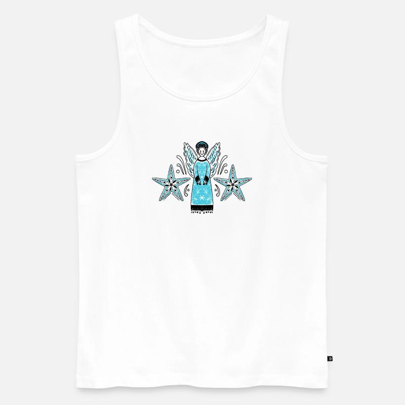 Türkiser Engel mit Sternenrahmen - Männer Premium Bio Tank Top - Weiß