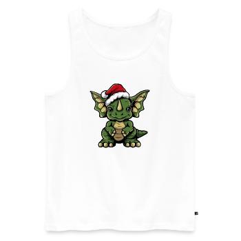 Dinosaure tricératops Noël - Débardeur bio Premium Homme - blanc - Devant - Michal (187cm)