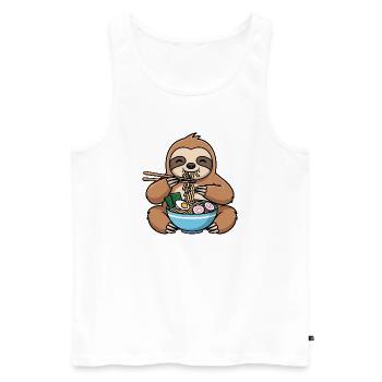 Sloth Asia Noodle Soup Ramen Malaysia China - Men's Premium Organic Tank Top - white - Front - Michal (187cm)