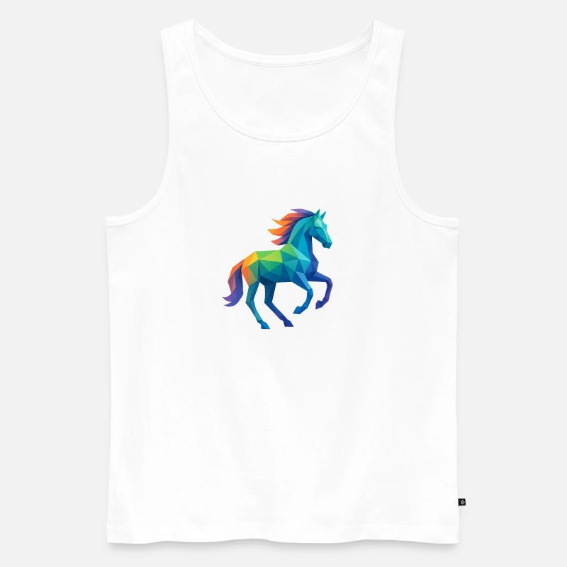 Buntes Low-Poly Pferd - Reiten - Männer Premium Bio Tank Top - Weiß