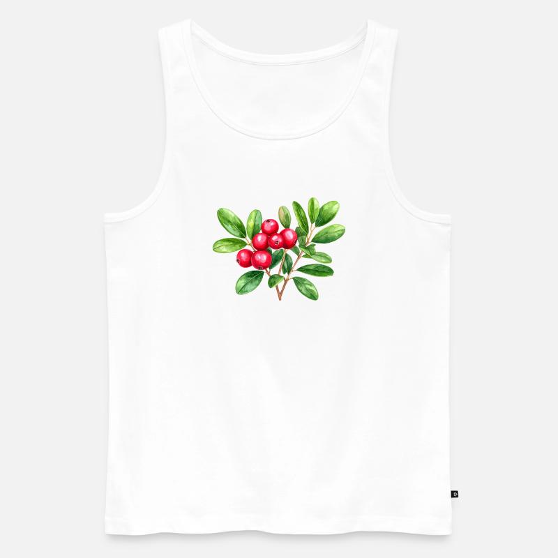 Preiselbeere – botanisches Aquarell - Männer Premium Bio Tank Top - Weiß