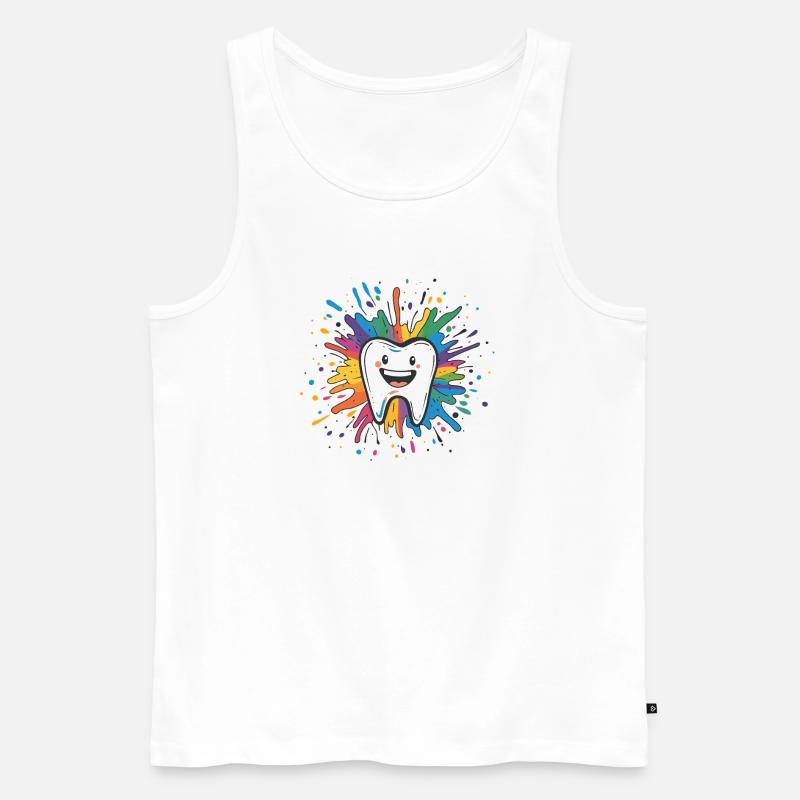 Bunter Zahn Spritzer - Männer Premium Bio Tank Top - Weiß