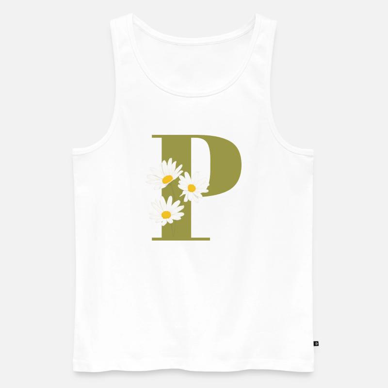 Grüne Gänseblümchen Buchstabe p - Männer Premium Bio Tank Top - Weiß