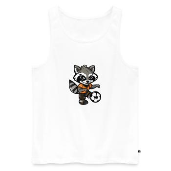 Waschbär Fußball-Maskottchen  - Männer Premium Bio Tank Top - Weiß - Vorne - AI Model Male 178 light (178cm)