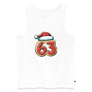 63 Numéro Biscuit Noël - Débardeur bio Premium Homme - blanc - Devant - Michal (187cm)
