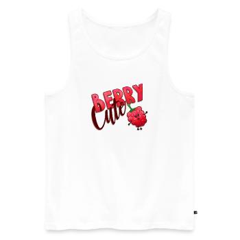 Berry Cute Himbeere - Männer Premium Bio Tank Top - Weiß - Vorne - AI Model Male 178 light (178cm)