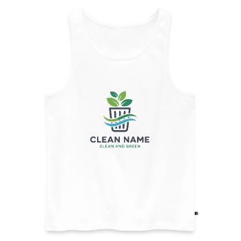 Eco Plant in Basket Logo - Men's Premium Organic Tank Top - white - Front - Michal (187cm)