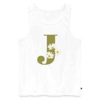 Lettre j vert marguerites - Débardeur bio Premium Homme - blanc - Devant - Michal (187cm)