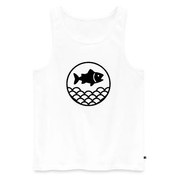Pêche et pêche | Petri Heil Hobby Logo - Débardeur bio Premium Homme - blanc - Devant - Michal (187cm)