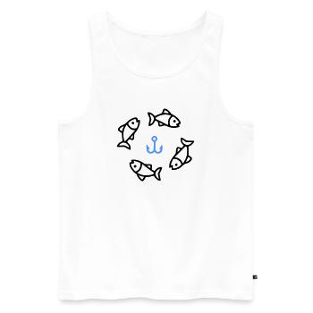 Pêche et pêche | Petri Heil Hobby Logo - Débardeur bio Premium Homme - blanc - Devant - Michal (187cm)
