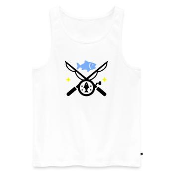 Pêche et pêche | Petri Heil Hobby Logo - Débardeur bio Premium Homme - blanc - Devant - Michal (187cm)