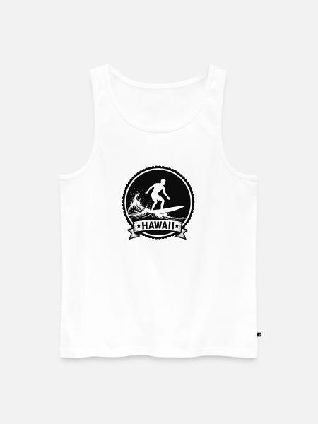Hawaii Surf Wave Badge - Men's Premium Organic Tank Top - white