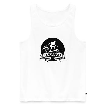 Surfeur Hawaii Vague Bannière - Débardeur bio Premium Homme - blanc - Devant - AI Model Male 178 light (178cm)