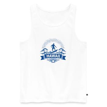 Hawaii Surfer Wellenreiter auf Pazifikwelle - Männer Premium Bio Tank Top - Weiß - Vorne - Michal (187cm)