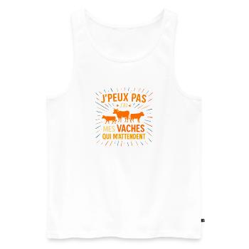 Ich kann nicht, ich habe meine Kühe - Männer Premium Bio Tank Top - Weiß - Vorne - Michal (187cm)