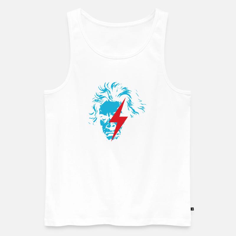 Blaues Beethoven-Gesicht mit rotem Blitz - Männer Premium Bio Tank Top - Weiß