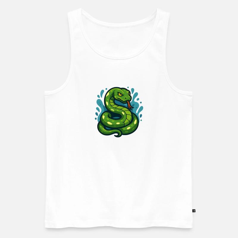Green Tree Python Snake in Wave - Men's Premium Organic Tank Top - white