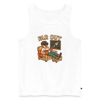 Astronaute cool Puces VR Regarder la télévision Se détendre - Débardeur bio Premium Homme - blanc - Devant - Michal (187cm)