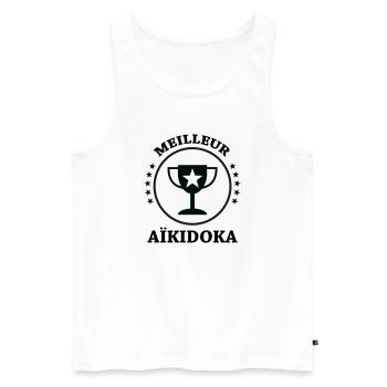 Best Aikido - Aikido - Men's Premium Organic Tank Top - white - Front - Michal (187cm)
