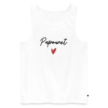 Papounet coeur idée cadeau  - Débardeur bio Premium Homme - blanc - Devant - AI Model Male 178 light (178cm)