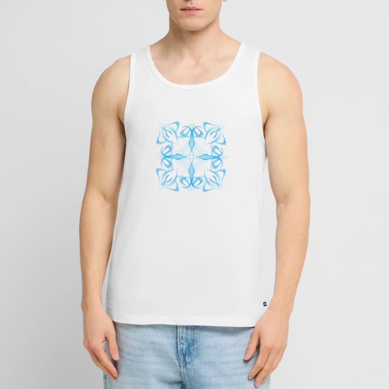 Delicate dynamic blue line pattern Men's Premium Organic Tank Top