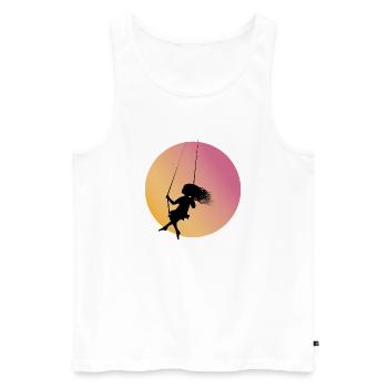 Silhouette de fille sur la balançoire au coucher du soleil - Débardeur bio Premium Homme - blanc - Devant - Michal (187cm)