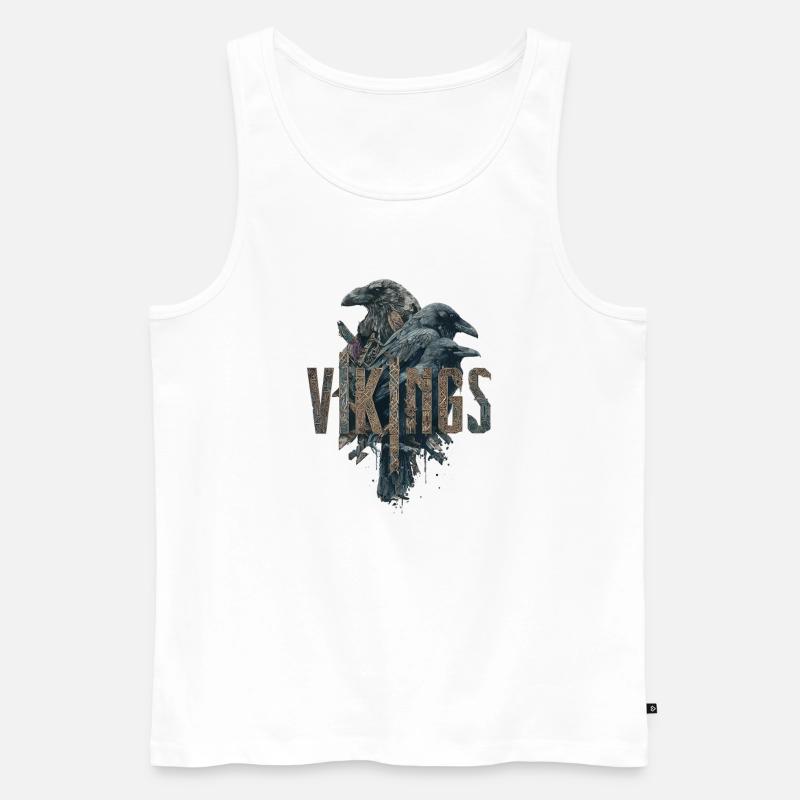 Odin-Crows-Vikings-Sword-Edda - Männer Premium Bio Tank Top - Weiß