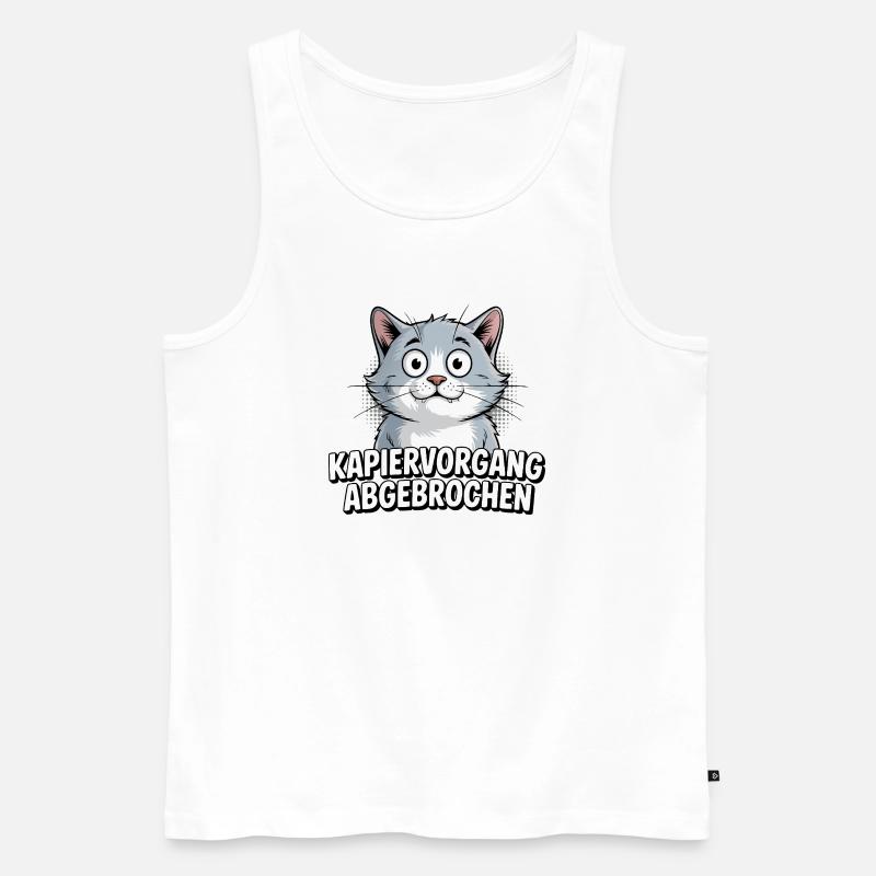 Kapiervorgang abgebrochen – Katze Comic - Männer Premium Bio Tank Top - Weiß
