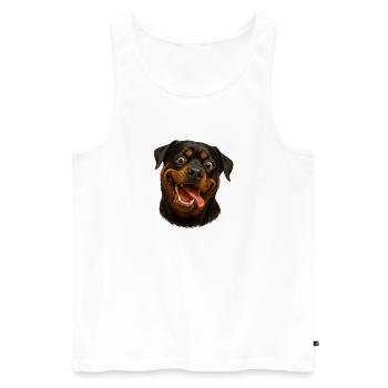 Fröhliches Rottweiler-Gesicht mit Zunge - Männer Premium Bio Tank Top - Weiß - Vorne - Michal (187cm)