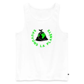 Rette den Planeten - Männer Premium Bio Tank Top - Weiß - Vorne - AI Model Male 178 light (178cm)